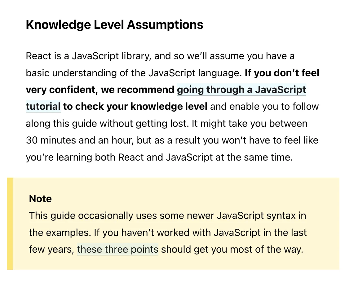 Example of a learning objective on the MDN website
